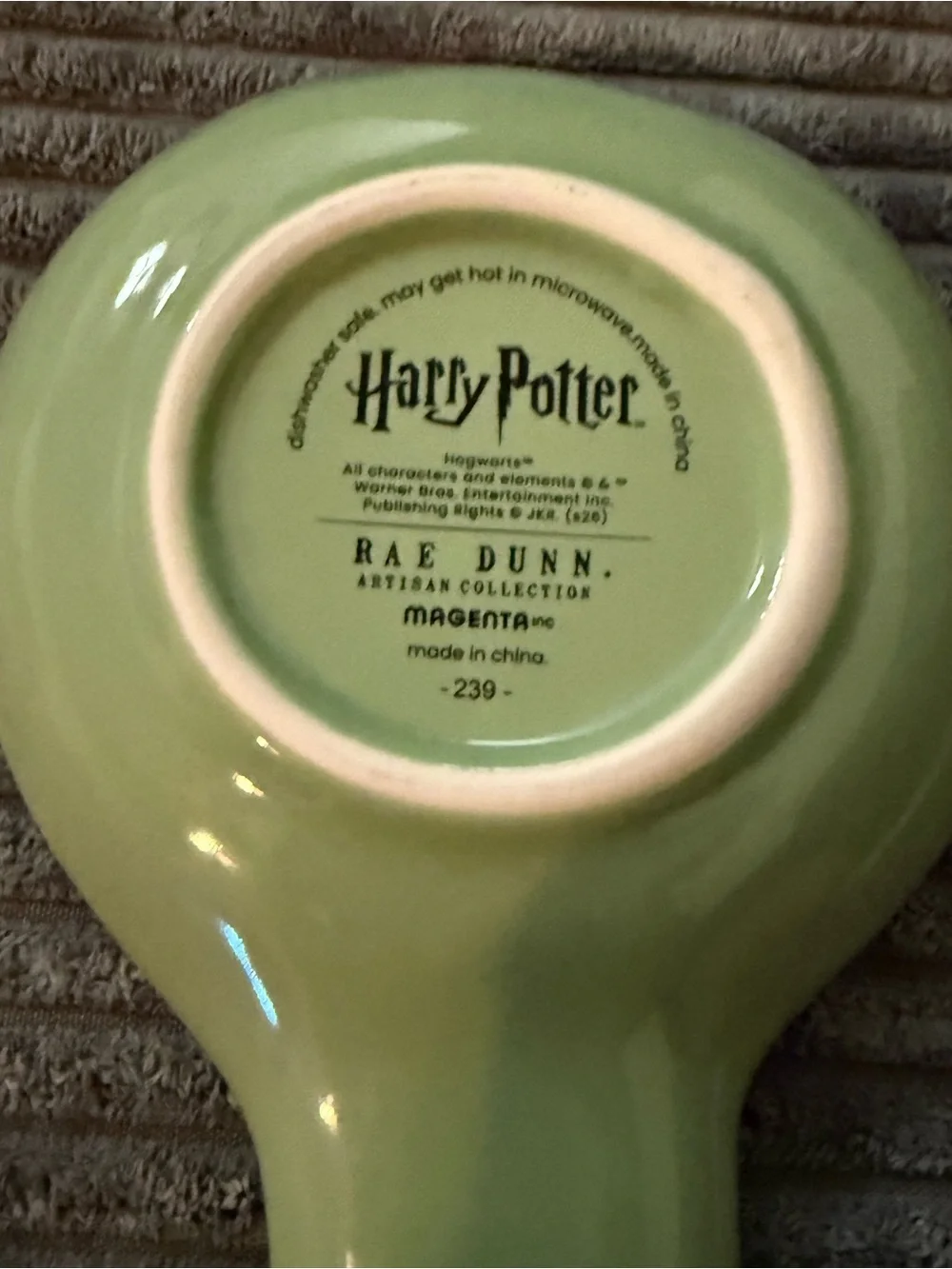 Rae Dunn x Harry Potter Pale Sage Green 'Hogwarts' Ceramic Spoon Rest NWT